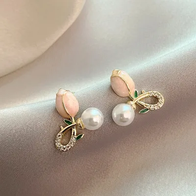 Korean Fashionable Tulip Flower Stud Earrings